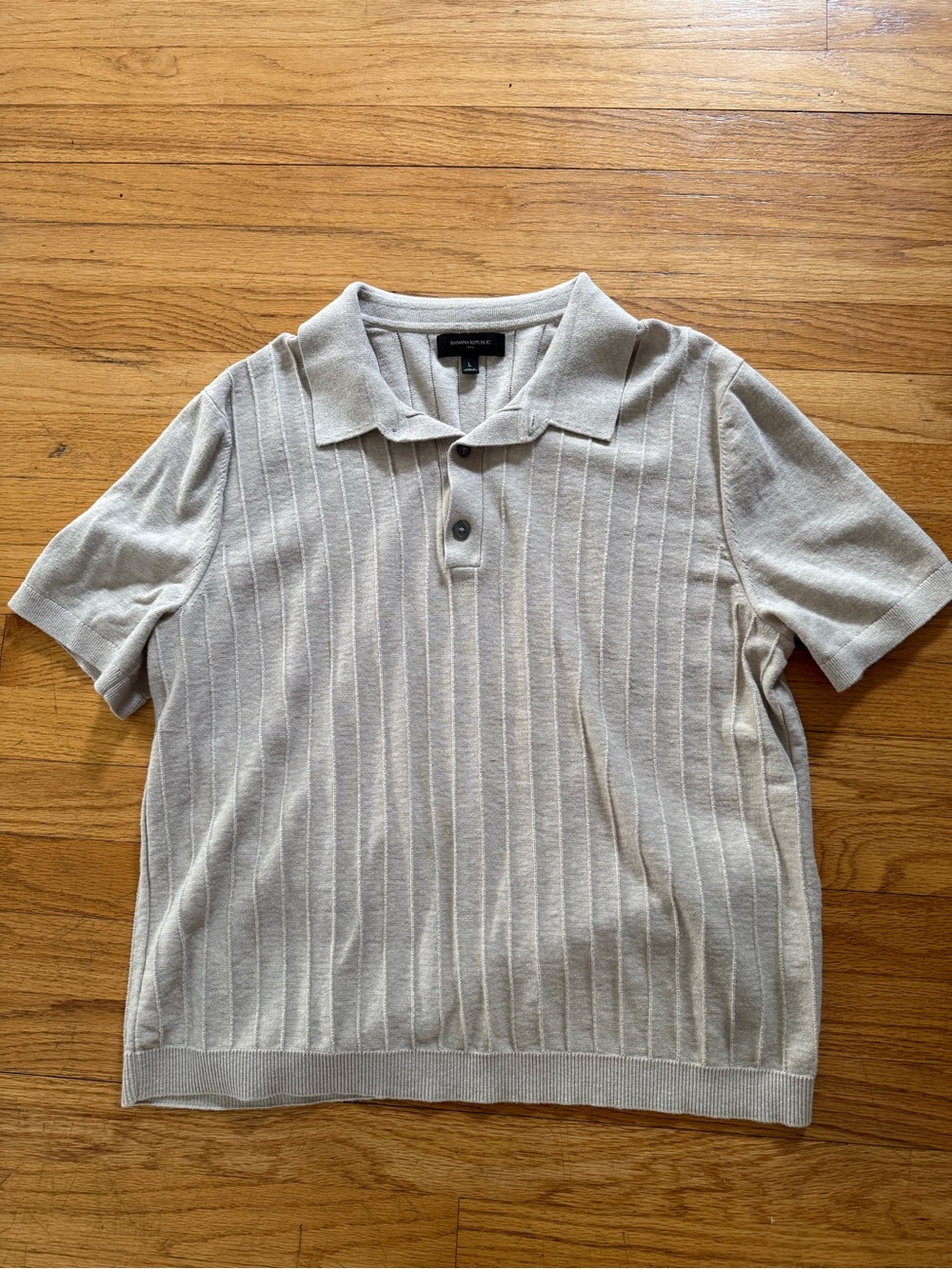 Banana Republic Light Beige Knit Polo - Mens Size Large